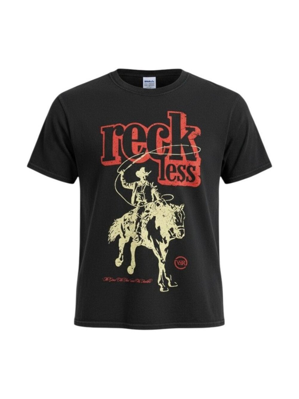 Y&R Reckless Cowboy Graphic Black Short Sleeve T-Shirt S Mens